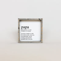 Papa Definition Wood Sign