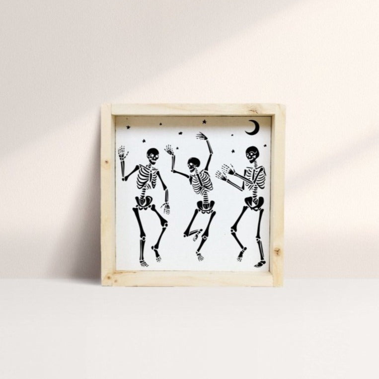 Dancing Skeletons Mini Wood Sign