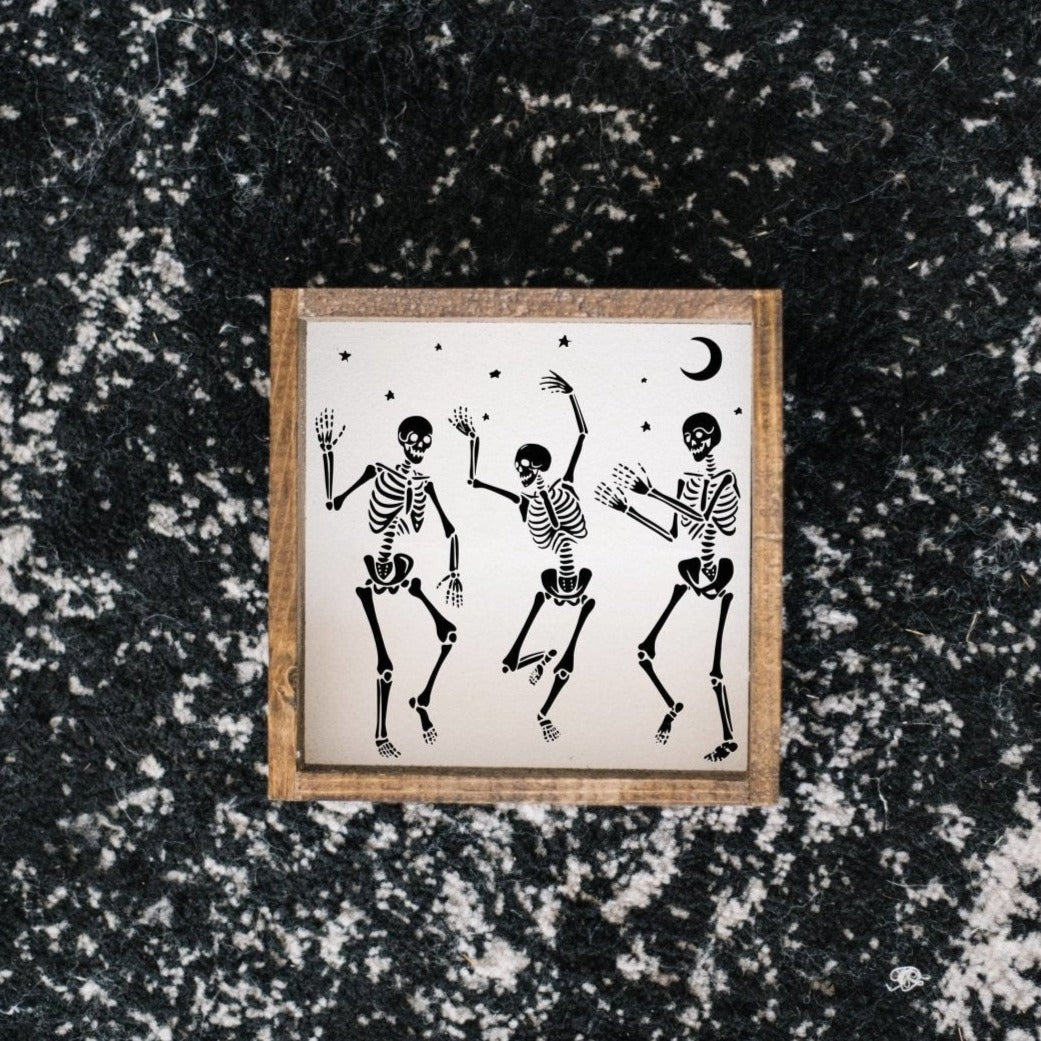 Dancing Skeletons Mini Wood Sign