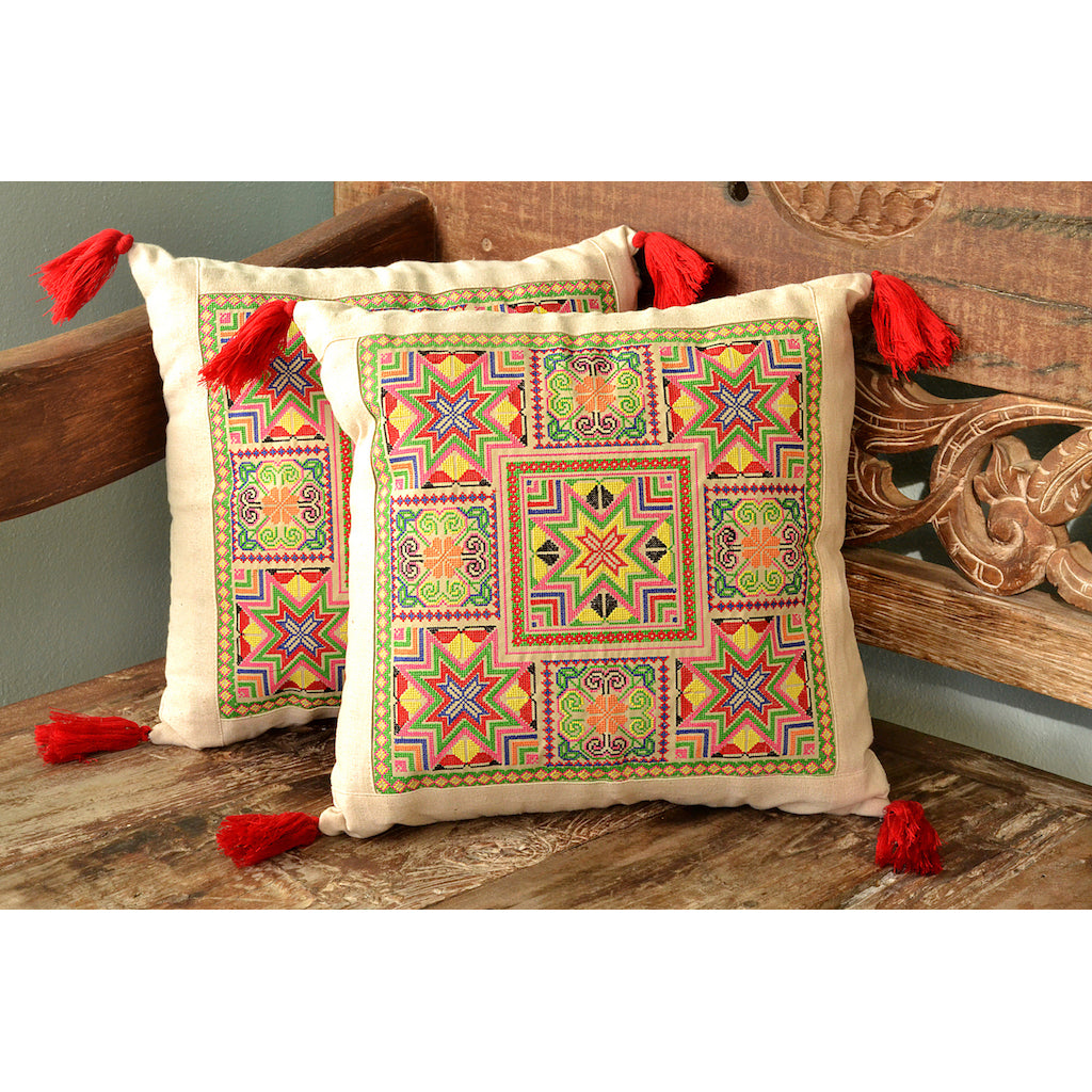 Needlepoint Tassel Pillow Cover-1