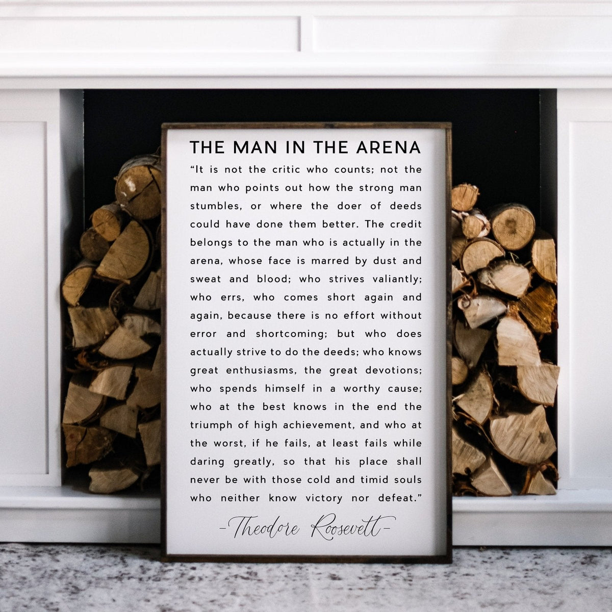 The Man in the Arena Quote Wood Sign