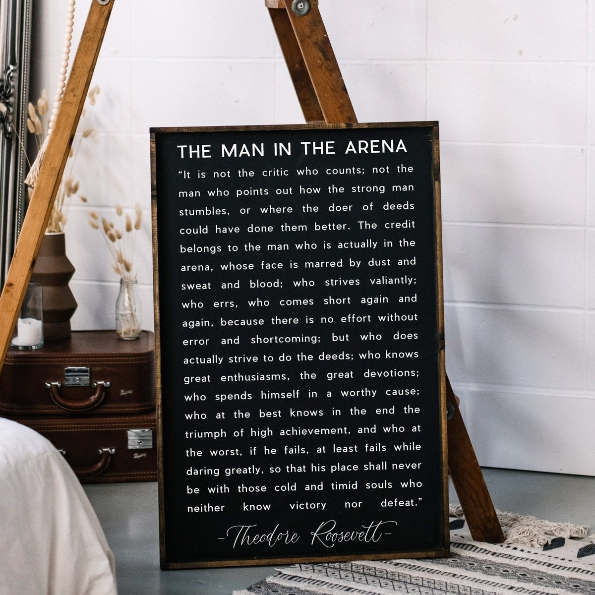 The Man in the Arena Quote Wood Sign